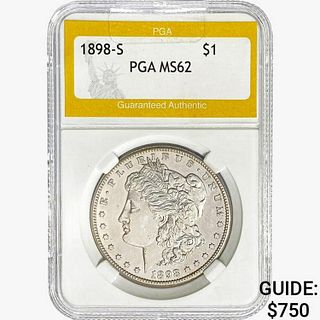 1898-S Morgan Silver Dollar PGA MS62 