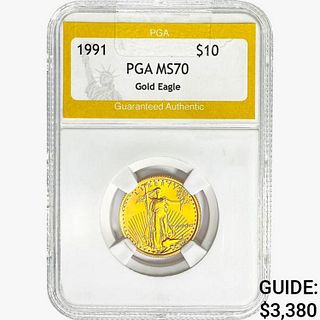 1991 US 1/4oz Gold $10 Eagle PGA MS70 
