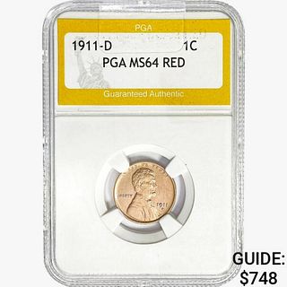 1911-D Wheat Cent PGA MS64 RED