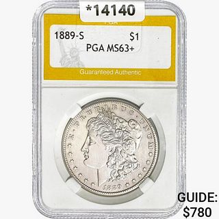 1889-S Morgan Silver Dollar PGA MS63+ 