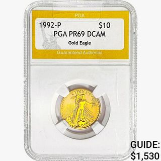 1992 US 1/4oz Gold $10 Eagle PGA PR69 DCAM