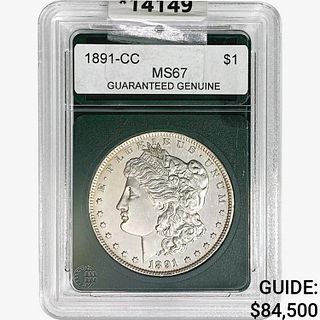 1891-CC Morgan Silver Dollar GG MS67 