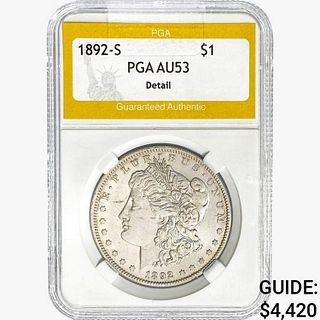 1892-S Morgan Silver Dollar PGA AU53 Detail