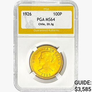 1926 Chile .5885oz Gold 100 Pesos PGA MS64 