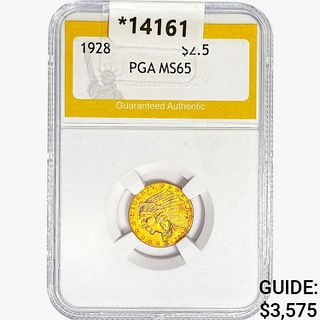 1928 $2.50 Gold Quarter Eagle PGA MS65 