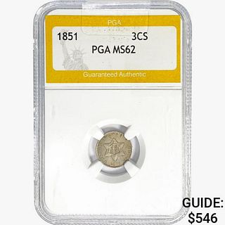 1851 Silver Three Cent PGA MS62 