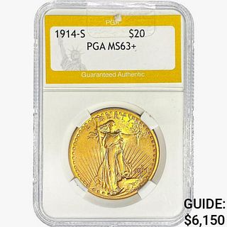 1914-S $20 Gold Double Eagle PGA MS63+ 