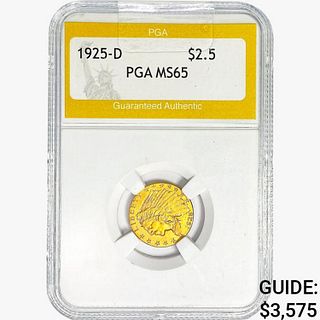 1925-D $2.50 Gold Quarter Eagle PGA MS65 