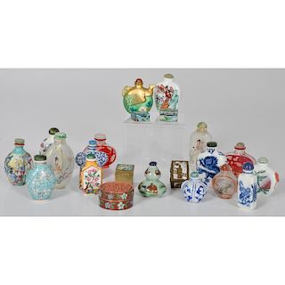 Porcelain and Crystal Snuff Bottles, Plus