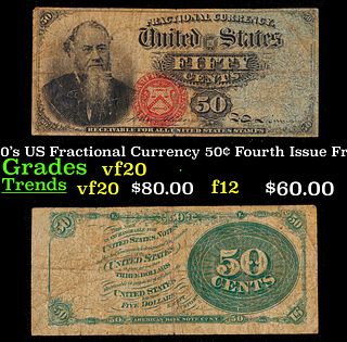 1870's US Fractional Currency 50¢ Fourth Issue Fr-1376 Grades vf, very fine