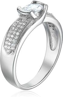DECADENCE Sterling Silver mm Oval Channel Set Cubic Zirconia Ring size 8