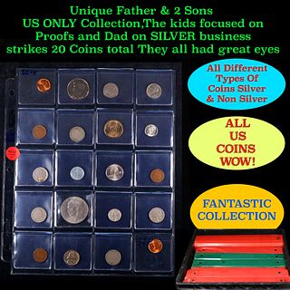 Unique Father & 2 Sons US ONLY Collection,The kids focused on Proofs and Dad on SILVER business strikes 20 Coins total They all had great eyes