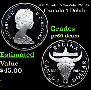 Proof 1982 Canada 1 Dollar Coin  KM: 133 Grades GEM++ Proof Deep Cameo