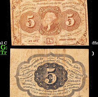 1862 US Fractional Currency 5c First Issue fr-1230 Thomas Jefferson W/ Monogram Grades vf+