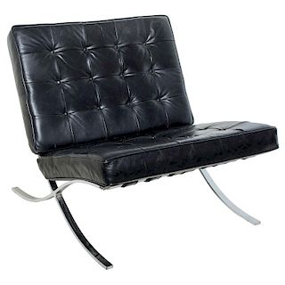 Black Leather Barcelona-style Chair