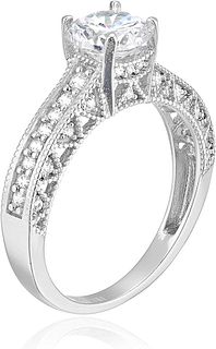DECADENCE Sterling Silver 6.5mm Round Cut Cubic Zirconia Engagement Ring Size 8