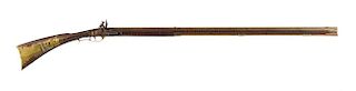 Keith Collis contemporary flintlock long rifle, .45 caliber, dated 1977 on barrel flat, the tige