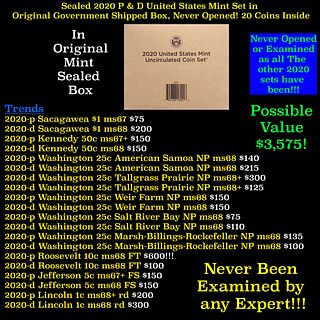 Sealed 2020 United States Mint Set in Original Government Shipped Box, Never Opened! 20 Coins Inside!