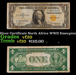 1935A $1 Silver Certificate North Africa WWII Emergency Currency Grades vf, very fine