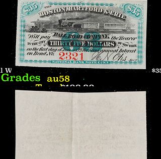 Civil War Era Boston, Hartford & Erie Railroad $35 Note Grades Choice AU/BU Slider