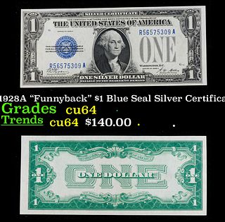 1928A "Funnyback" $1 Blue Seal Silver Certificate Grades Choice CU