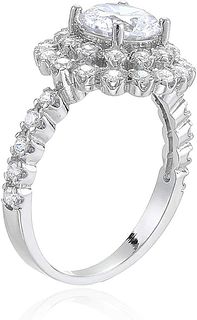 Decadence Sterling Silver 8mm Round Cut Cluster Pave Engagement Ring Size 8