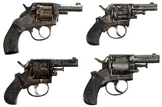 Four revolvers, to include an American double action six shot, .32 RF caliber, with 2'' round barre
