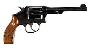 Smith & Wesson model 10 Official Police six shot revolver, .38 S & W Special caliber, with walnut