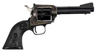 Colt New Frontier six shot revolver, .22 LR caliber, with factory black plastic rampant Colt grips