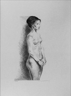 Raphael Soyer Nude Woman Black & White