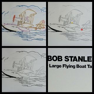 Robert Stanley A Very Large Boat Taking Off 3 Piece Suite with Portfolio