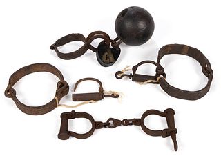 ASSORTED IRON SHACKLES, LOT OF FOUR