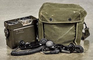 US Army radio control group, AN/GRA-6, with bag and instruction manual, dated 1983, 12'' h.