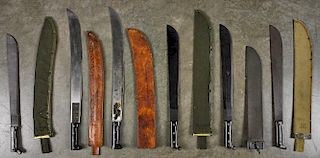 Six US machetes with sheaths