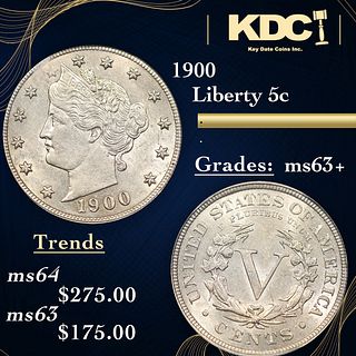 1900 Liberty Nickel 5c Grades Select+ Unc