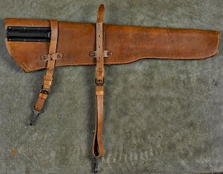 Two WW II leather M1 Garand rifle scabbard, stamped U.S.S. Froehlich & Co. 1943, 23'' l. and 30 1