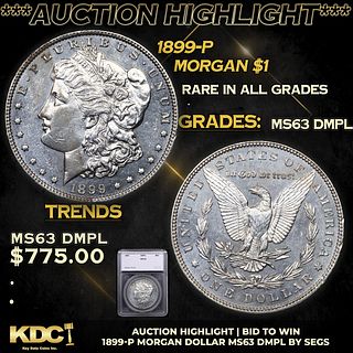 ***Auction Highlight*** 1899-p Morgan Dollar 1 Graded ms63 dmpl By SEGS (fc)