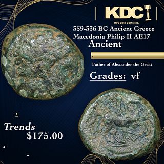 359-336 BC Ancient Greece Macedonia Philip II AE17 Ancient Grades vf