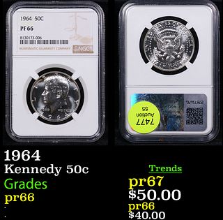 Proof NGC 1964 Kennedy Half Dollar 50c Graded pr66 By NGC