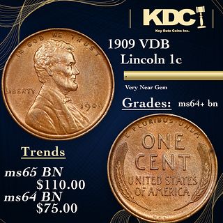 1909 VDB Lincoln Cent 1c Grades Choice+ Unc BN
