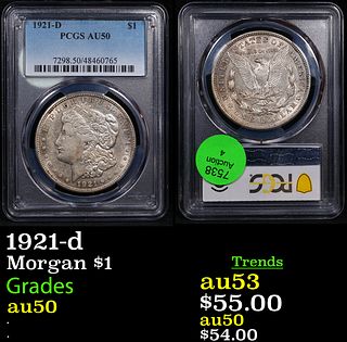 PCGS 1921-d Morgan Dollar 1 Graded au50 By PCGS