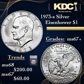 1973-s Silver Eisenhower Dollar 1 Graded ms67+ BY SEGS