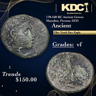 178-168 BC Ancient Greece Macedon, Perseus AE21 Ancient Grades vf
