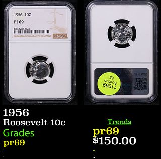Proof NGC 1956 Roosevelt Dime 10c Graded pr69 By NGC