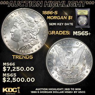 ***Auction Highlight*** 1886-s Morgan Dollar 1 Graded GEM+ Unc By USCG (fc)