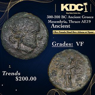 300-200 BC Ancient Greece Mesembria, Thrace AE19 Ancient Grades vf+