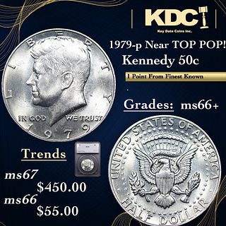 1979-p Kennedy Half Dollar Near Top Pop! 50c Graded ms66+ BY SEGS