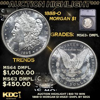 ***Auction Highlight*** 1888-o Morgan Dollar 1 Graded ms63+ DMPL By SEGS (fc)