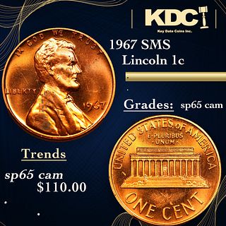 1967 SMS Lincoln Cent 1c Grades sp65 cam