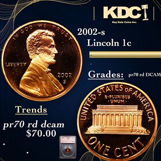 Proof 2002-s Lincoln Cent 1c Graded pr70 rd DCAM BY SEGS